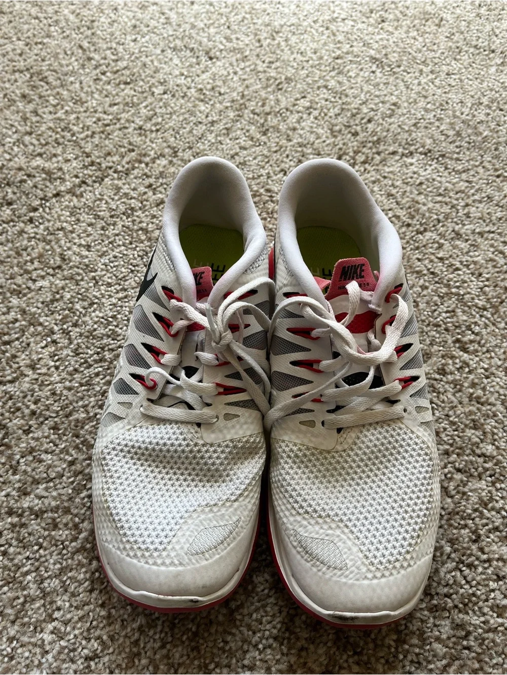 Nike White and Red Running Sneakers